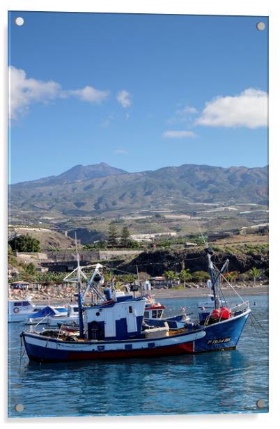 Fishing boat in Playa San Juan Tenerife Acrylic by Phil Crean
