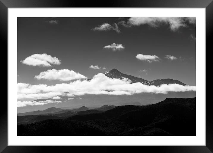 Mount Teide clouds, Mono Framed Mounted Print by Phil Crean