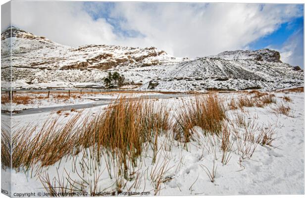 Cwmorthin on a winters morning North Wales Canvas Print by Jenny Hibbert
