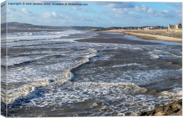 Aberavon Beach Looking West South Wales Canvas Print by Nick Jenkins