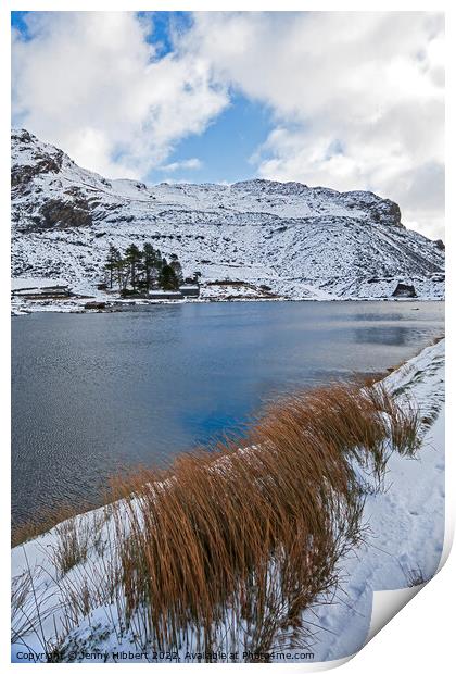Lake at Cwmorthin Snowdonia National Park Print by Jenny Hibbert