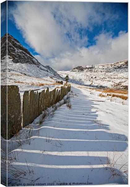 Slate walk at Cwmorthin Snowdonia National Park Canvas Print by Jenny Hibbert