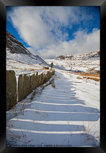 Slate walk at Cwmorthin Snowdonia National Park Framed Print by Jenny Hibbert
