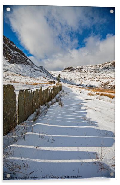 Slate walk at Cwmorthin Snowdonia National Park Acrylic by Jenny Hibbert