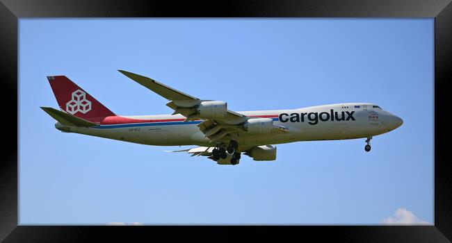 Boeing 747-8F Cargolux about to land Framed Print by Allan Durward Photography