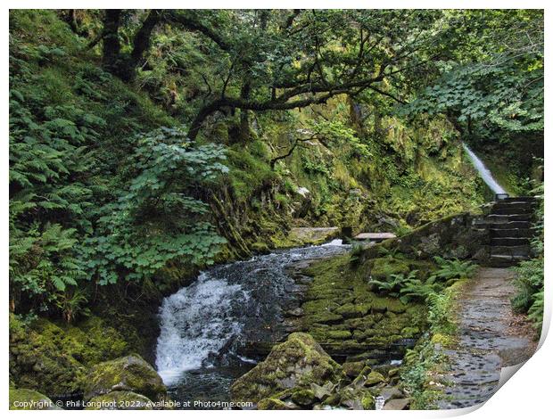 Ceunant Mawr Waterfall Llanberis Snowdonia  Print by Phil Longfoot