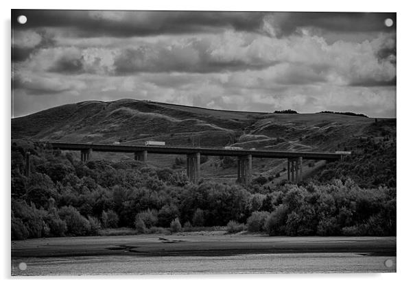 M62 Motorway from Hollingworth Lake Acrylic by Glen Allen