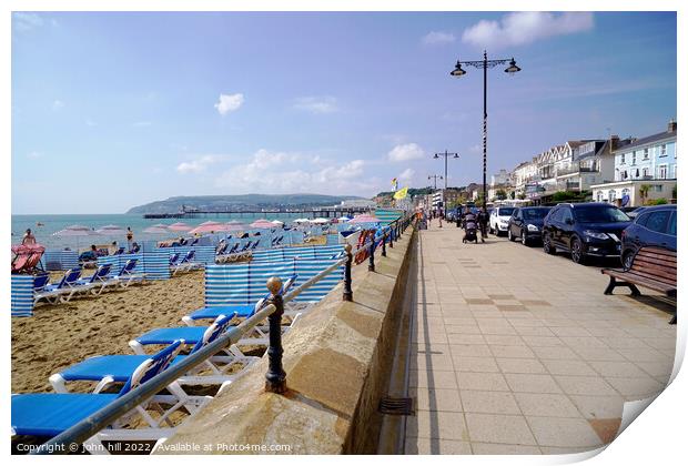Sandown seafront on the Isle of Wight. Print by john hill