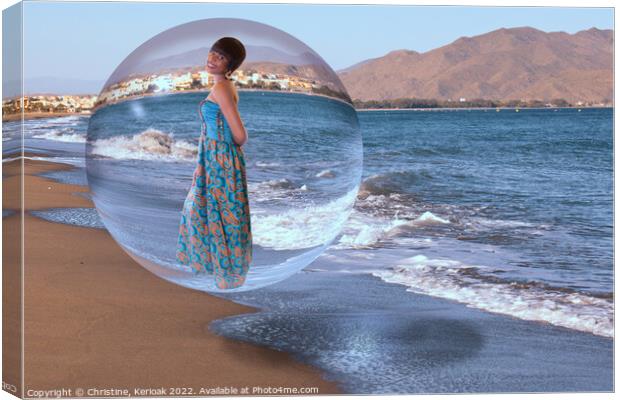 Girl in a Bubble Canvas Print by Christine Kerioak