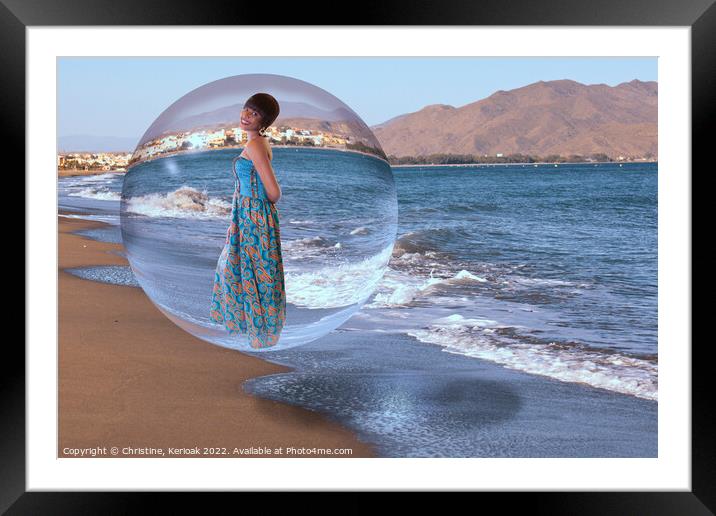 Girl in a Bubble Framed Mounted Print by Christine Kerioak