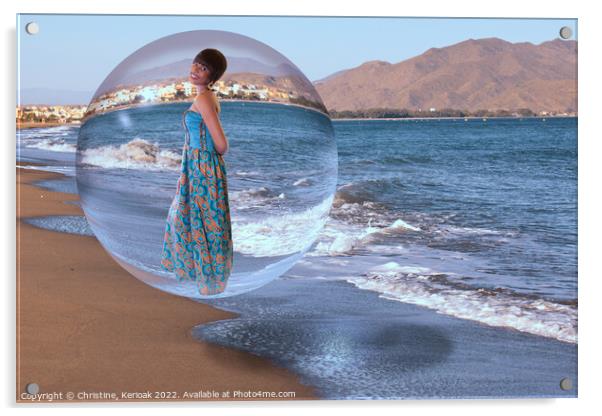 Girl in a Bubble Acrylic by Christine Kerioak