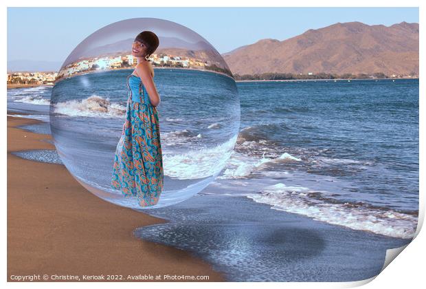 Girl in a Bubble Print by Christine Kerioak