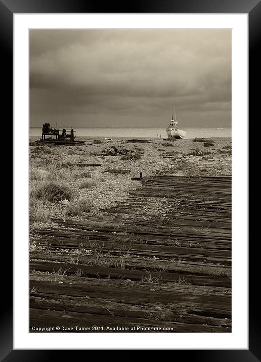 Boat and Boardwalk, Dungeness Framed Mounted Print by Dave Turner