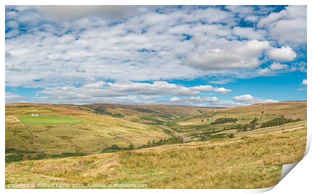 The Hudes Hope, Teesdale in late summer Panorama (1) Print by Richard Laidler
