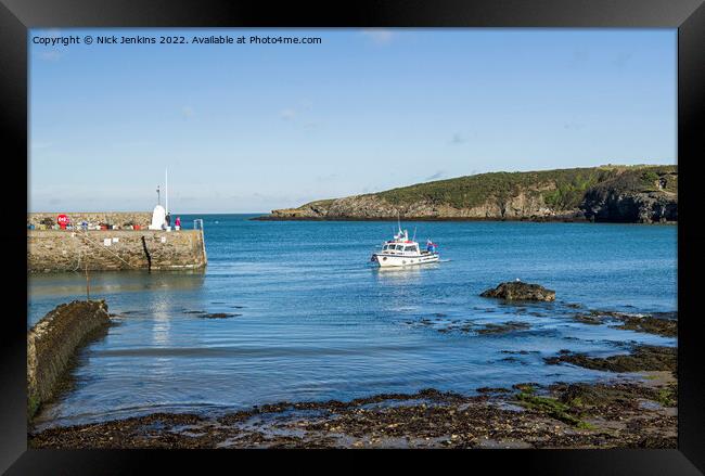 Boat Cemaes Bay Harbour Anglesey Framed Print by Nick Jenkins