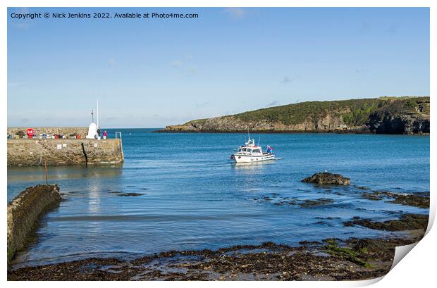 Boat Cemaes Bay Harbour Anglesey Print by Nick Jenkins