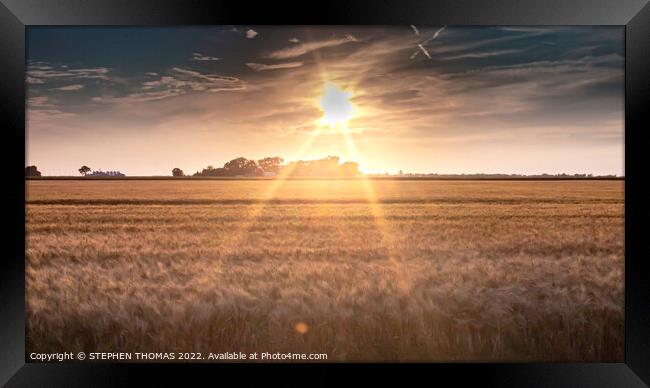 Sun's coming down on the prairies Framed Print by STEPHEN THOMAS