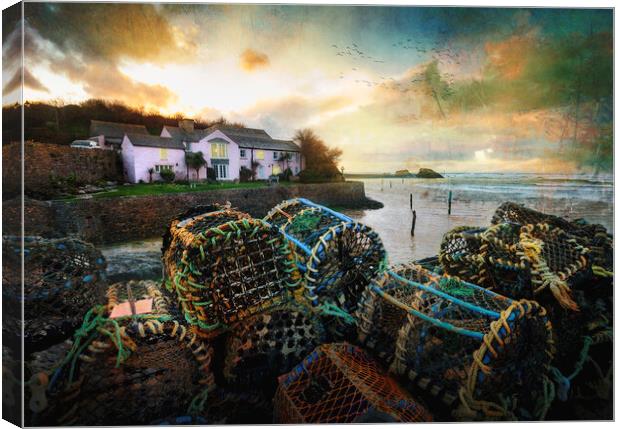 The Pink Cottage Bude  Canvas Print by Anthony McGeever
