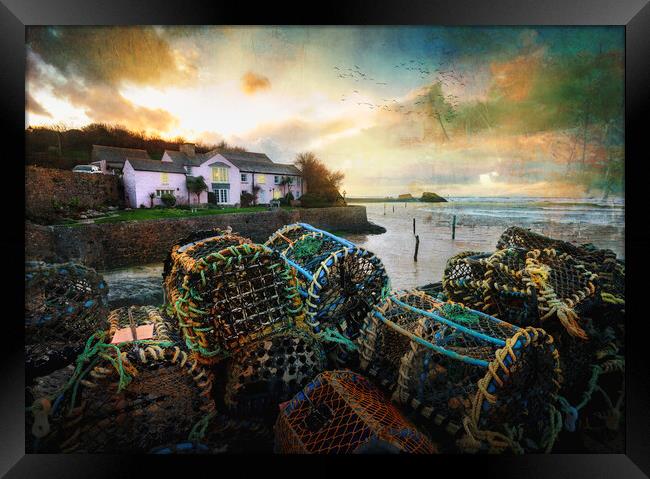 The Pink Cottage Bude  Framed Print by Anthony McGeever