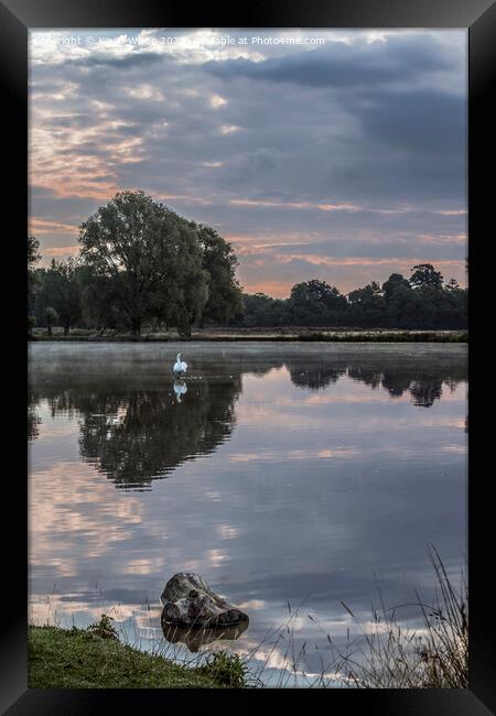 Morning clouds over ponds Framed Print by Kevin White