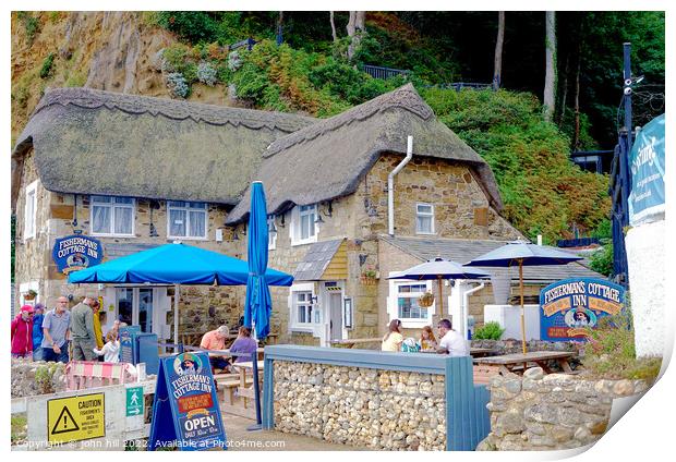 Fisherman's cottage Inn at Shanklin, Isle of Wight. Print by john hill