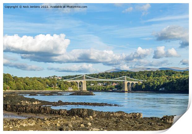 The Menai Bridge Anglesey North Wales Print by Nick Jenkins