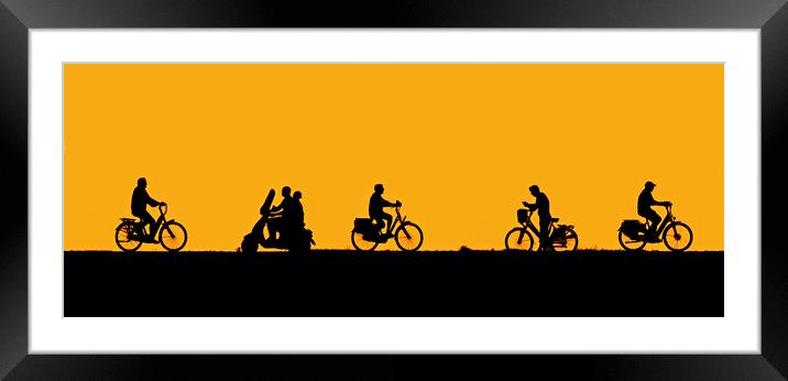 Bicycles and Scooter at Sunset Framed Mounted Print by Arterra 