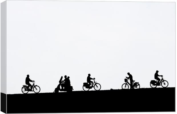 Cyclists and Scooter Canvas Print by Arterra 
