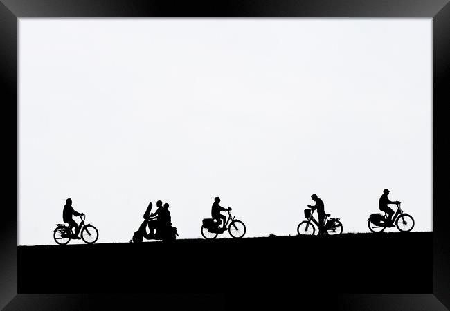 Cyclists and Scooter Framed Print by Arterra 