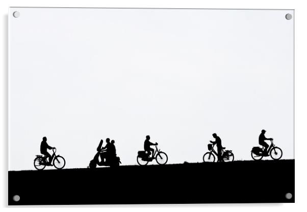 Cyclists and Scooter Acrylic by Arterra 