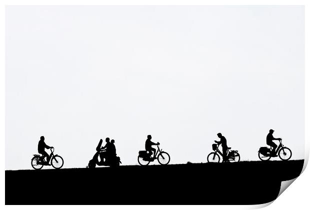 Cyclists and Scooter Print by Arterra 