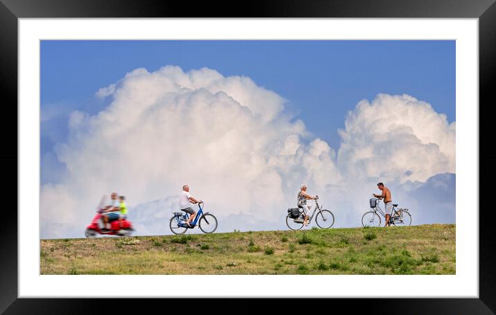 Cyclists and Thunderstorm Framed Mounted Print by Arterra 