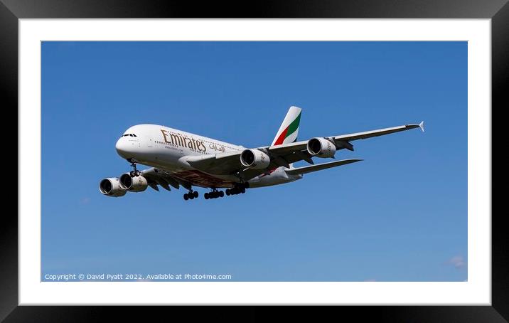 Emirates A380 Airbus Panorama Framed Mounted Print by David Pyatt