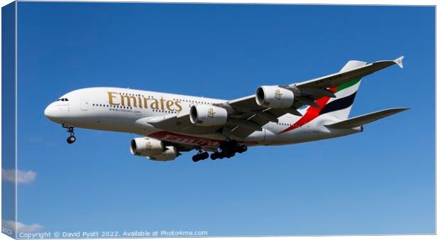 Emirates A380 Panorama Canvas Print by David Pyatt