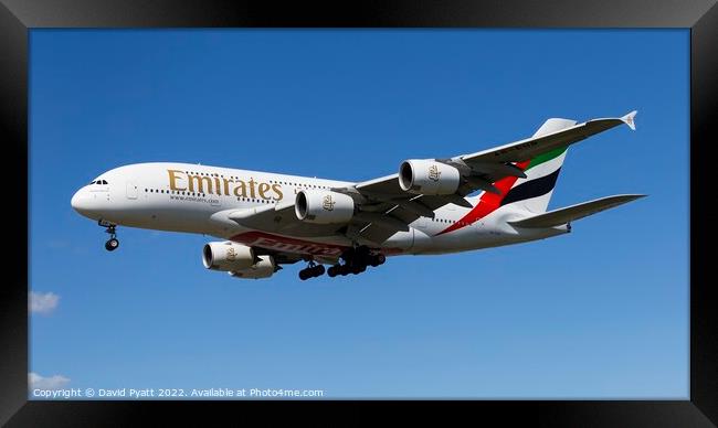 Emirates A380 Panorama Framed Print by David Pyatt