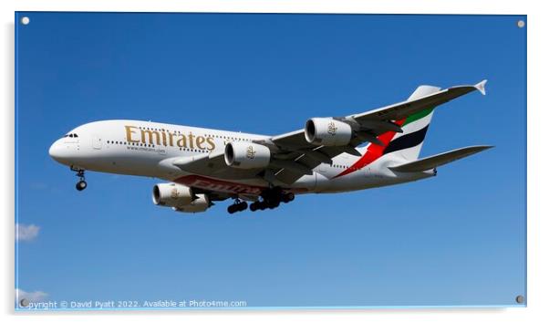 Emirates A380 Panorama Acrylic by David Pyatt