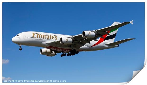 Emirates A380 Panorama Print by David Pyatt