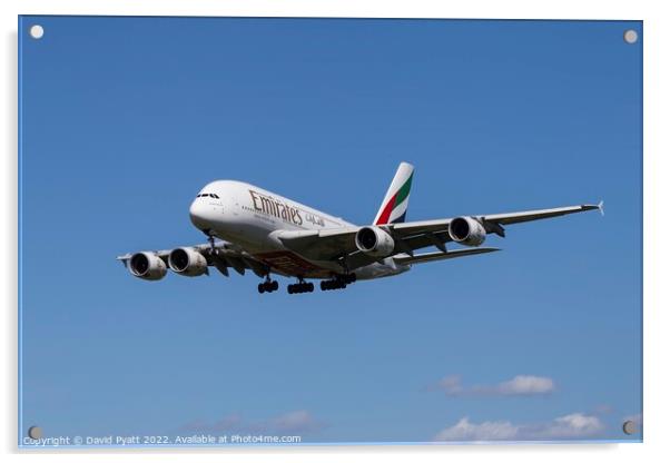 Emirates Airbus A380 Acrylic by David Pyatt