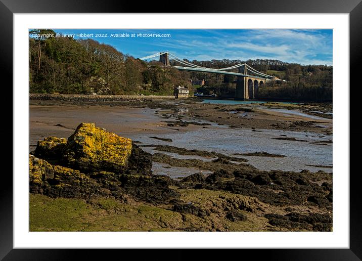 View of Menai Bridge Anglesey North Wales Framed Mounted Print by Jenny Hibbert
