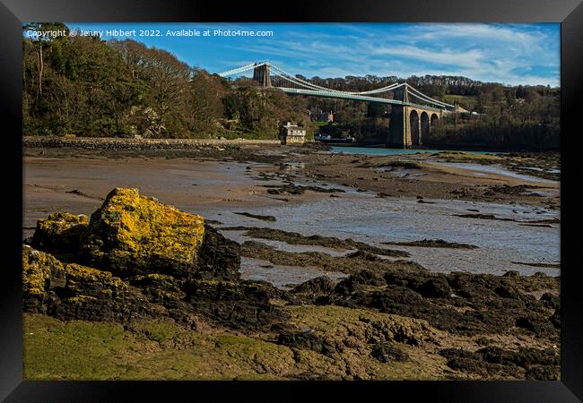 View of Menai Bridge Anglesey North Wales Framed Print by Jenny Hibbert