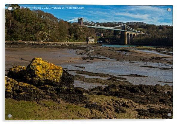 View of Menai Bridge Anglesey North Wales Acrylic by Jenny Hibbert