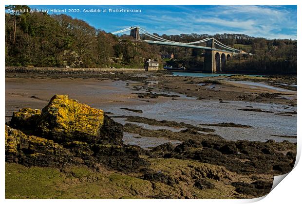 View of Menai Bridge Anglesey North Wales Print by Jenny Hibbert