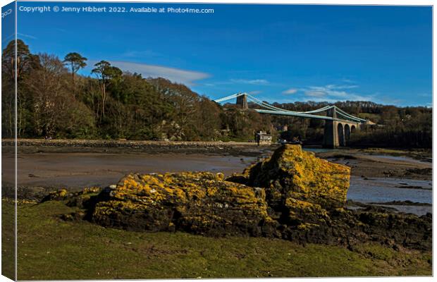 Looking across to the Menai Bridge Isle of Anglesey Canvas Print by Jenny Hibbert