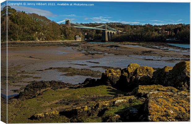 Scenic view of Menai Bridge Isle of Anglesey Canvas Print by Jenny Hibbert