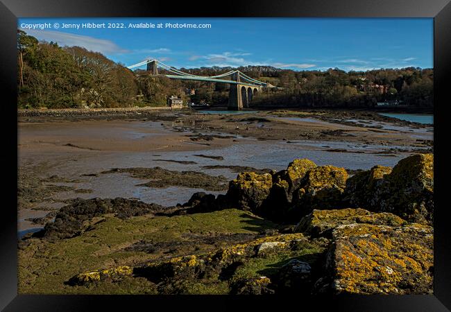 Scenic view of Menai Bridge Isle of Anglesey Framed Print by Jenny Hibbert