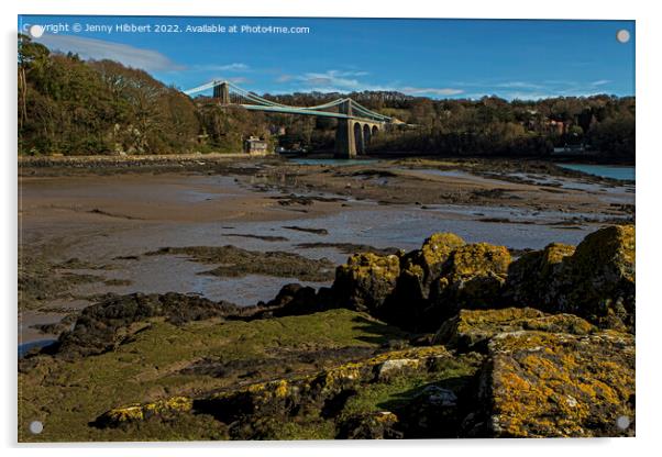 Scenic view of Menai Bridge Isle of Anglesey Acrylic by Jenny Hibbert