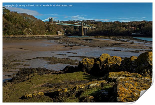 Scenic view of Menai Bridge Isle of Anglesey Print by Jenny Hibbert