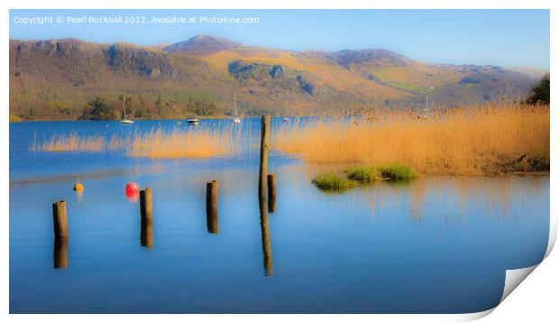 Tranquil Derwent Water in Lake District  Print by Pearl Bucknall