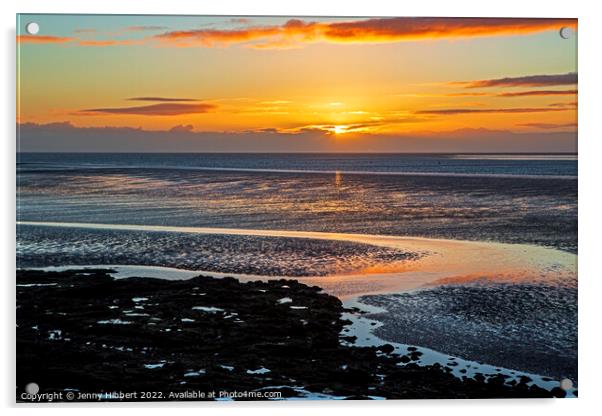 Half Moon Bay, Morecambe sunsetting Acrylic by Jenny Hibbert