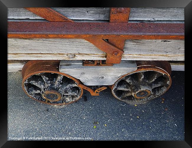 Antique Train Trailer Wheels Framed Print by Patti Barrett